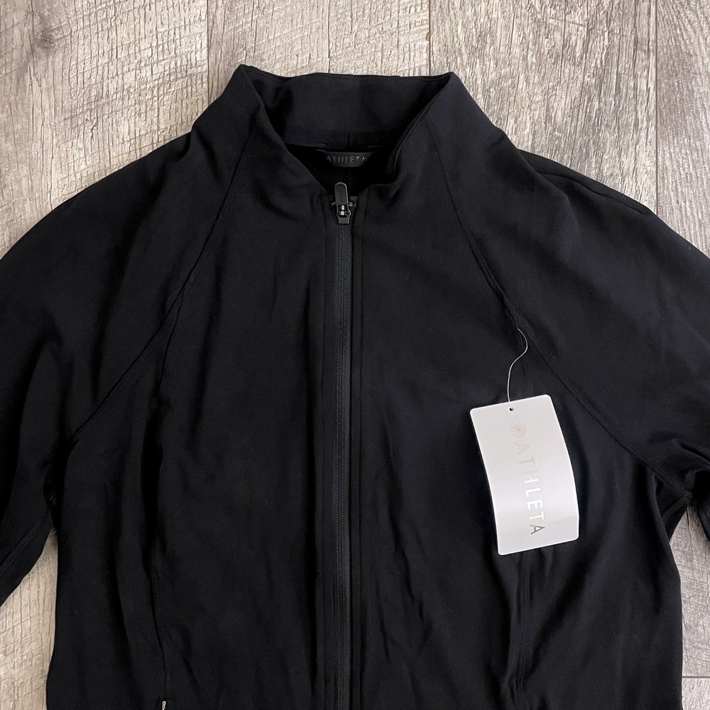 Athleta Salutation Jacket Black Full Zip Athletic Yoga Mock Neck Large NWT - Picture 3 of 9